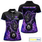 Purple Thunder Wolf 8 Ball Custom Billiard Shirts Billiard Team Polo & 1/4 Zip