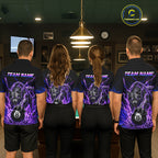 Purple Thunder Wolf 8 Ball Custom Billiard Shirts Billiard Team Polo & 1/4 Zip