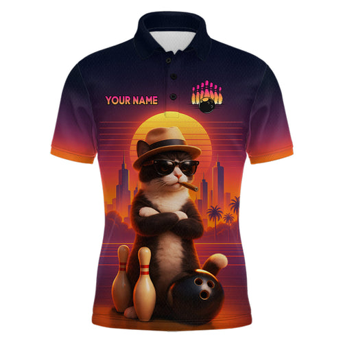 Custom Funny Cat Bowling Jersey Bowling League Bowling Team Shirts Polo & 1/4 Zip