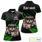Custom Green Funny Bulldog Bowling Jersey Bowling Uniform Polo & 1/4 Zip Bowling Team Shirts
