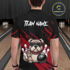 Custom Red Funny Bulldog Bowling Jersey Bowling Uniform Polo & 1/4 Zip Bowling Team Shirts