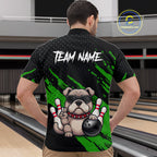 Custom Green Funny Bulldog Bowling Jersey Bowling Uniform Polo & 1/4 Zip Bowling Team Shirts