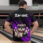Custom Purple Funny Bulldog Bowling Jersey Bowling Uniform Polo & 1/4 Zip Bowling Team Shirts