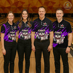 Custom Purple Funny Bulldog Bowling Jersey Bowling Uniform Polo & 1/4 Zip Bowling Team Shirts