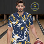 Custom White Yellow Camo Abstract Splash Bowling Shirts Bowling Team Jersey for Bowler