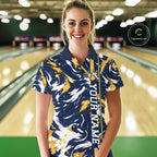 Custom White Yellow Camo Abstract Splash Bowling Shirts Bowling Team Jersey for Bowler