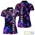 Custom Blue Pink Camo Abstract Splash Bowling Shirts Bowling Team Jersey for Bowler