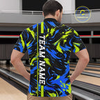 Custom Blue Green Camo Abstract Splash Bowling Shirts Bowling Team Jersey for Bowler