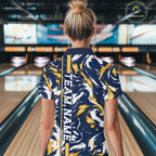 Custom White Yellow Camo Abstract Splash Bowling Shirts Bowling Team Jersey for Bowler