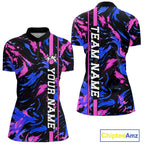 Custom Blue Pink Camo Abstract Splash Bowling Shirts Bowling Team Jersey for Bowler