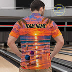Custom Tropical Sunset Bowling Team Jersey Bowling Shirts Bowling League for Bowler