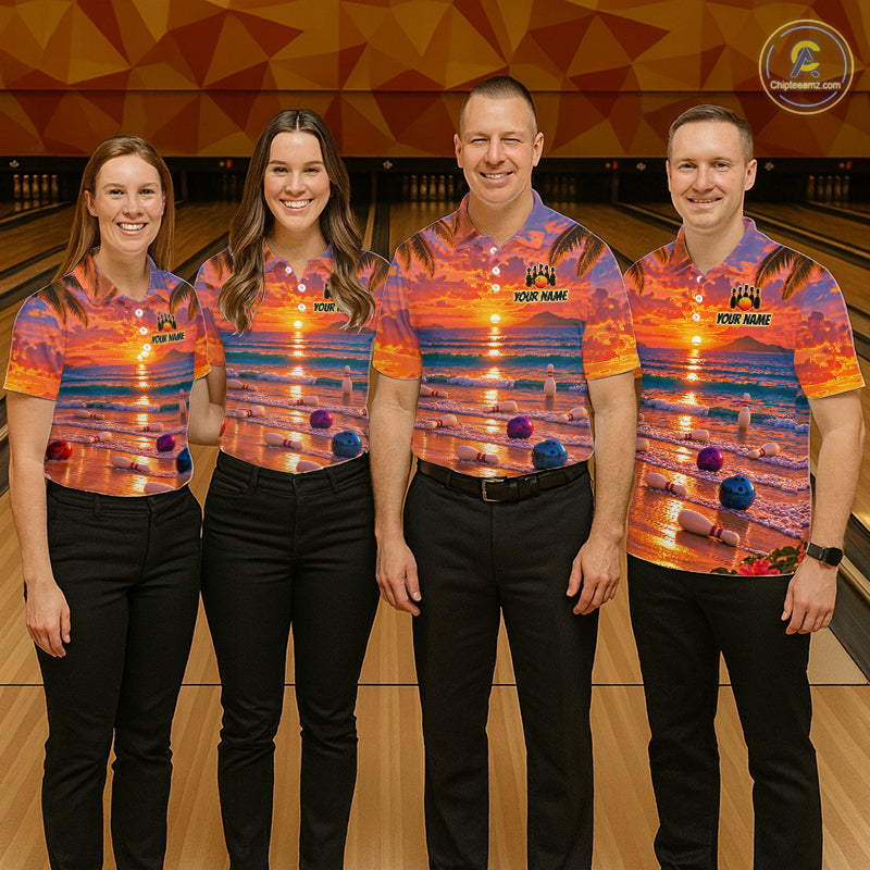 Custom Tropical Sunset Bowling Team Jersey Bowling Shirts Bowling League for Bowler