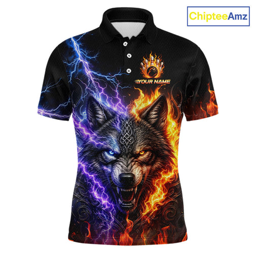 Custom Fire Lightning Wolf Bowling Shirt Bowling Team Shirts Bowling League