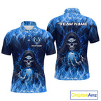 Custom Blue Flame Grim Reaper Bowling Shirts Bowling Team Jerseys Bowling League