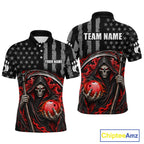 Custom US Flag Grim Reaper Bowling Jerseys Bowling Team Jerseys Bowling for Bowlers