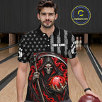 Custom US Flag Grim Reaper Bowling Jerseys Bowling Team Jerseys Bowling for Bowlers