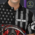 Custom US Flag Grim Reaper Bowling Jerseys Bowling Team Jerseys Bowling for Bowlers