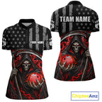 Custom US Flag Grim Reaper Bowling Jerseys Bowling Team Jerseys Bowling for Bowlers