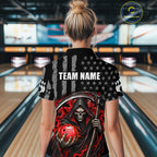 Custom US Flag Grim Reaper Bowling Jerseys Bowling Team Jerseys Bowling for Bowlers