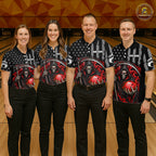 Custom US Flag Grim Reaper Bowling Jerseys Bowling Team Jerseys Bowling for Bowlers