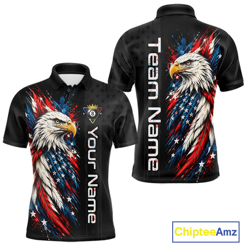 Custom Black Eagle American Flag 8 Ball Shirt Billiard Team Shirts Billiard Jersey