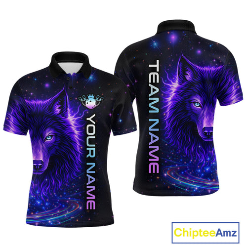 Custom Galaxy Wolf Bowling Jersey Bowling Uniform Polo &1/4 Zip Bowling Team Shirts