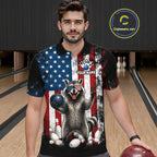 Custom US Flag Raccoon Bowling Shirt Bowling Team Shirts Bowling League