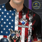 Custom US Flag Raccoon Bowling Shirt Bowling Team Shirts Bowling League