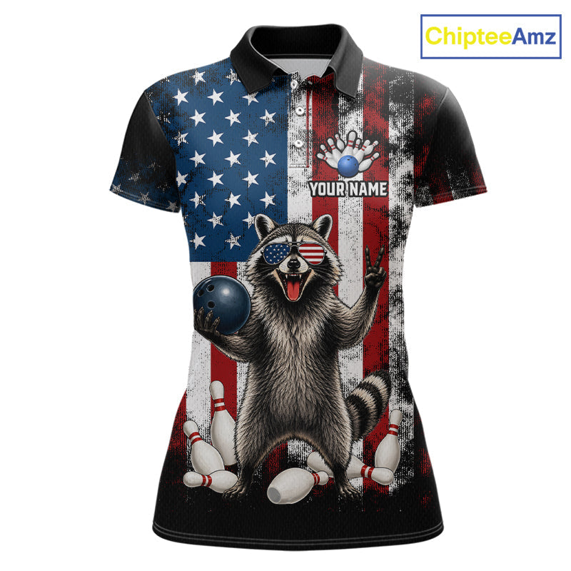 Custom US Flag Raccoon Bowling Shirt Bowling Team Shirts Bowling League