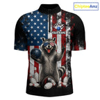 Custom US Flag Raccoon Bowling Shirt Bowling Team Shirts Bowling League