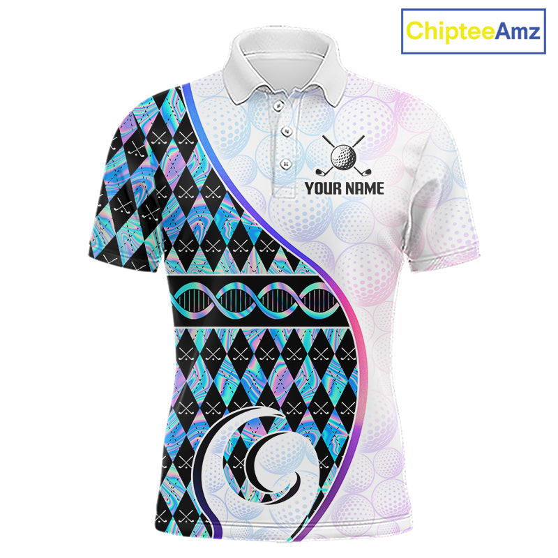 Custom Holograpic Argyle Pattern Golf Golf Polo Shirt Team Golf Shirts Golf Gifts