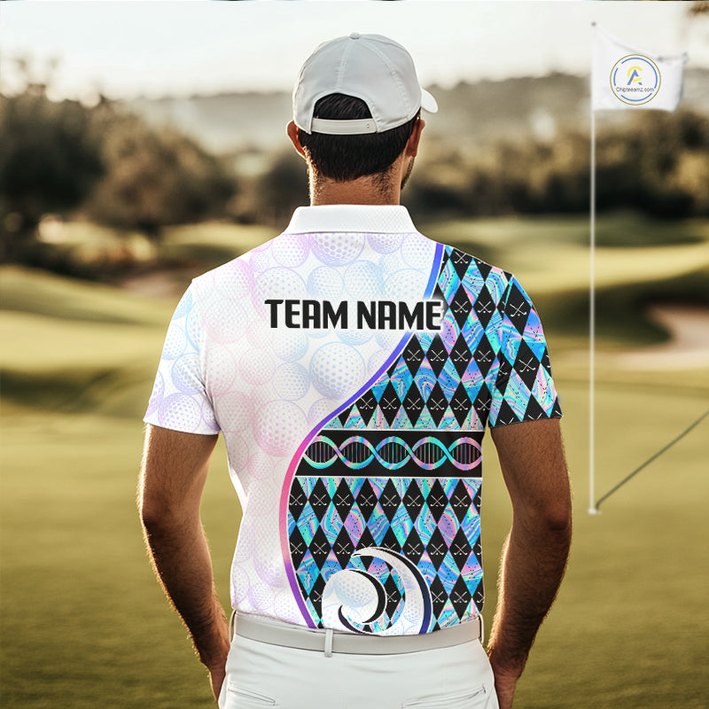 Custom Holograpic Argyle Pattern Golf Golf Polo Shirt Team Golf Shirts Golf Gifts