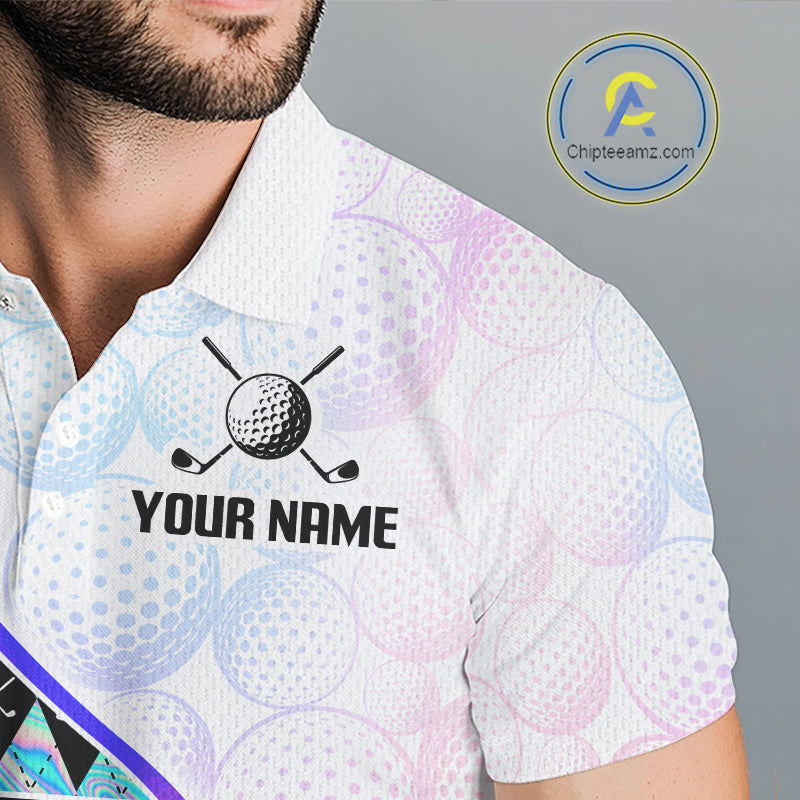 Custom Holograpic Argyle Pattern Golf Golf Polo Shirt Team Golf Shirts Golf Gifts