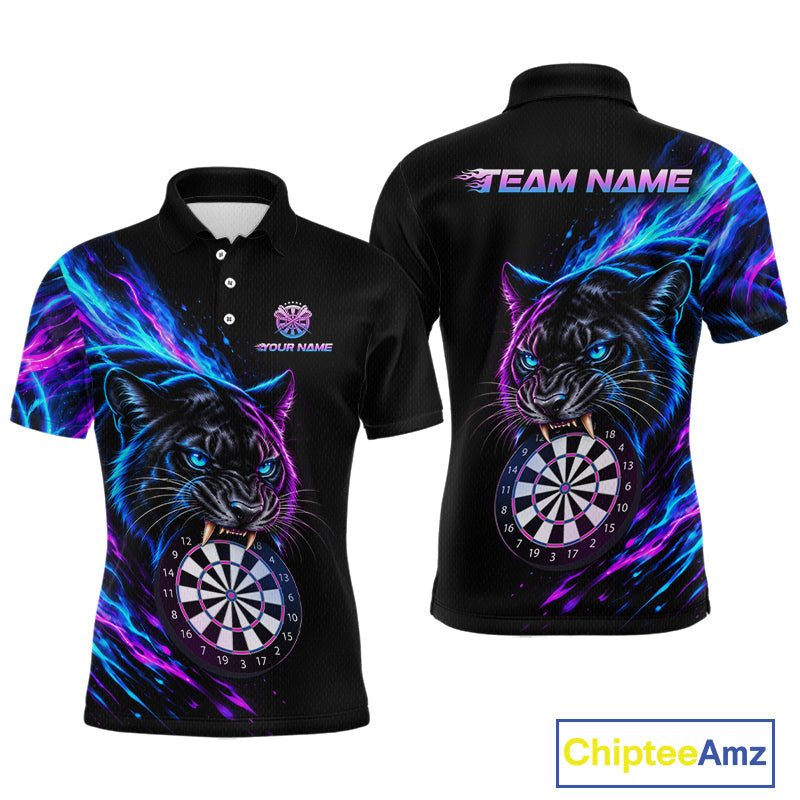 Neon Panther and Dartboard Custom Dart Shirts Dart Team Jerseys Polo & 1/4 Zip