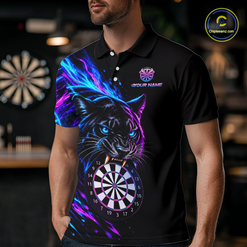 Neon Panther and Dartboard Custom Dart Shirts Dart Team Jerseys Polo & 1/4 Zip
