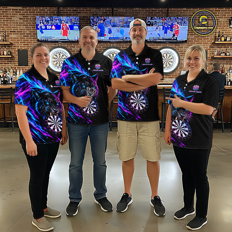 Neon Panther and Dartboard Custom Dart Shirts Dart Team Jerseys Polo & 1/4 Zip