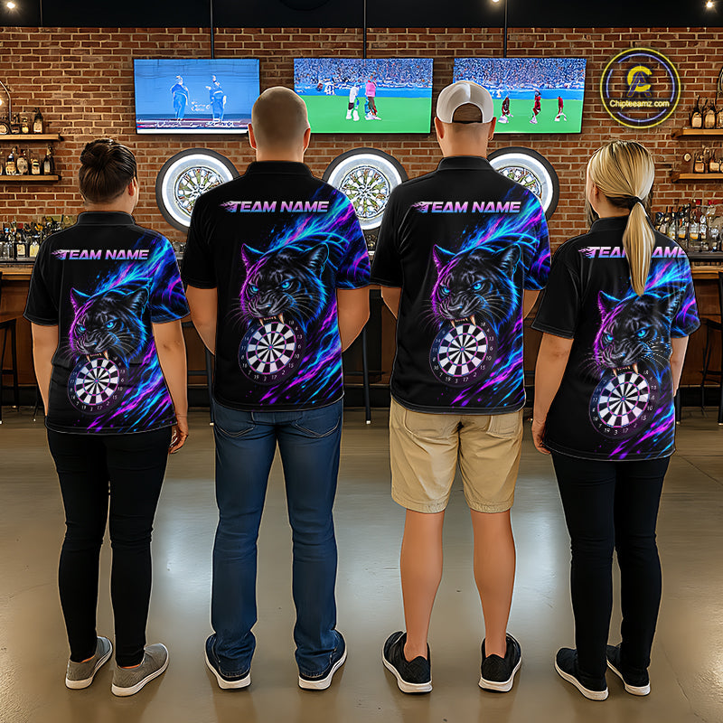 Neon Panther and Dartboard Custom Dart Shirts Dart Team Jerseys Polo & 1/4 Zip