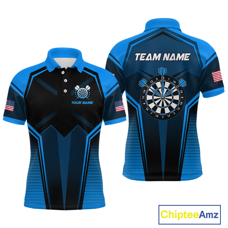 Blue American Flag Custom Darts Shirt Darts Team Jerseys Dartboard Shirt