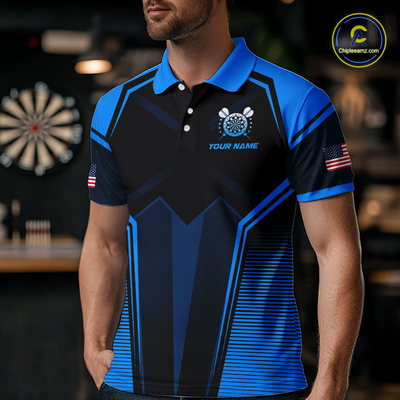 Blue American Flag Custom Darts Shirt Darts Team Jerseys Dartboard Shirt
