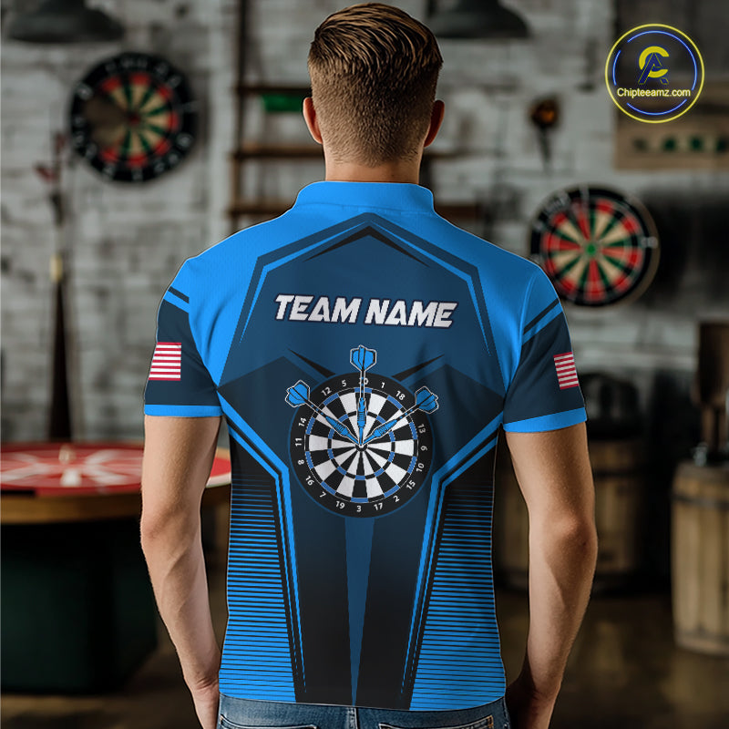 Blue American Flag Custom Darts Shirt Darts Team Jerseys Dartboard Shirt