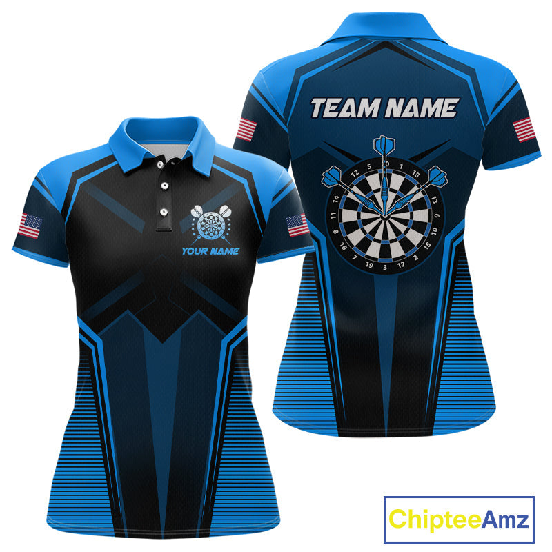 Blue American Flag Custom Darts Shirt Darts Team Jerseys Dartboard Shirt