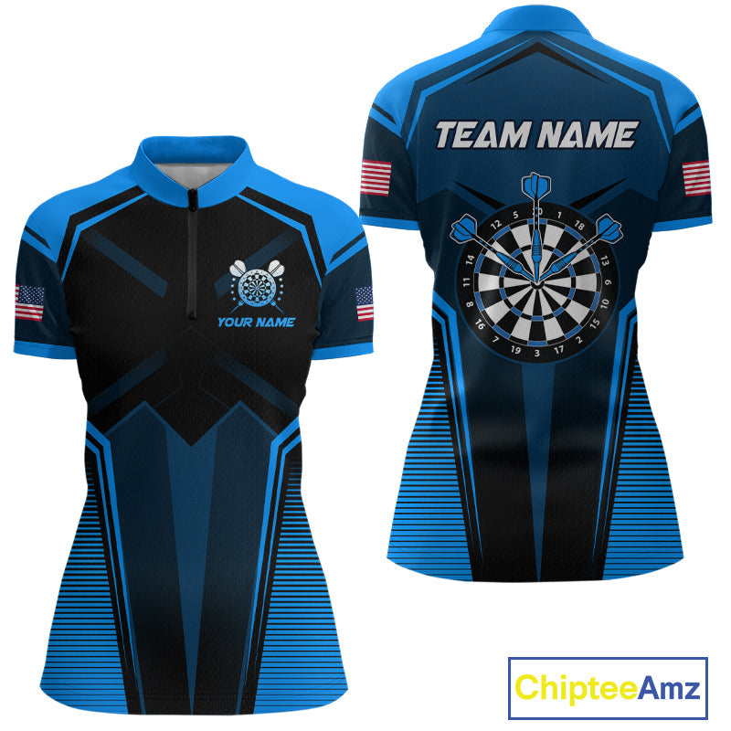 Blue American Flag Custom Darts Shirt Darts Team Jerseys Dartboard Shirt