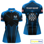 Blue American Flag Custom Darts Shirt Darts Team Jerseys Dartboard Shirt