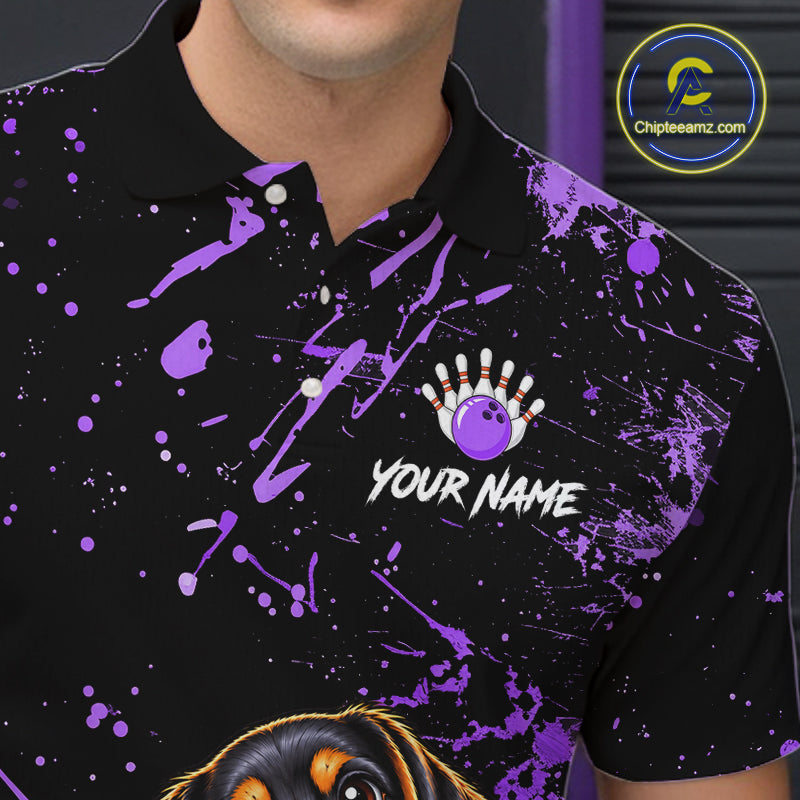 Purple Funny Dachshund Dog Custom Bowling Shirts Bowling Team Jersey Polo & 1/4 Zip