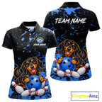 Blue Funny Dachshund Dog Custom Bowling Shirts Bowling Team Jersey Polo & 1/4 Zip