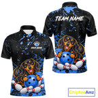 Blue Funny Dachshund Dog Custom Bowling Shirts Bowling Team Jersey Polo & 1/4 Zip