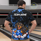 Blue Funny Dachshund Dog Custom Bowling Shirts Bowling Team Jersey Polo & 1/4 Zip