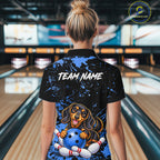 Blue Funny Dachshund Dog Custom Bowling Shirts Bowling Team Jersey Polo & 1/4 Zip
