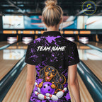 Purple Funny Dachshund Dog Custom Bowling Shirts Bowling Team Jersey Polo & 1/4 Zip