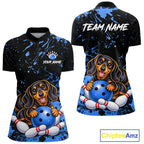 Blue Funny Dachshund Dog Custom Bowling Shirts Bowling Team Jersey Polo & 1/4 Zip